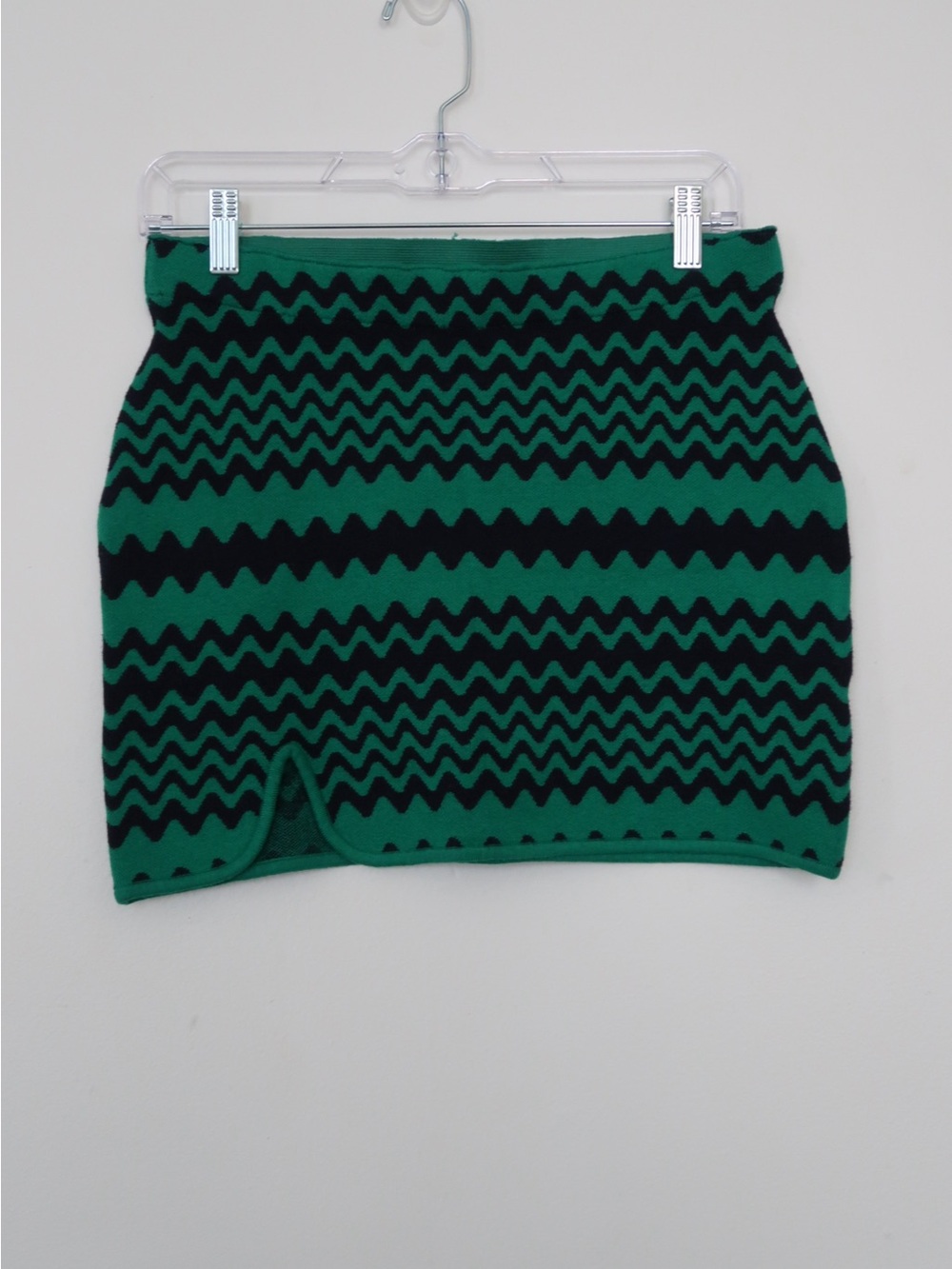 Urban Outfitters Green and Black Zigzag Knit Mini Skirt